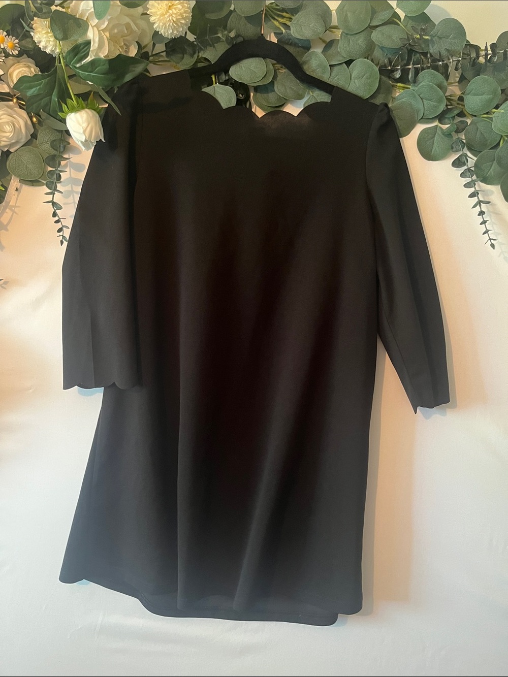 SHEIN Black Puff-Sleeve Mini Shift Dress